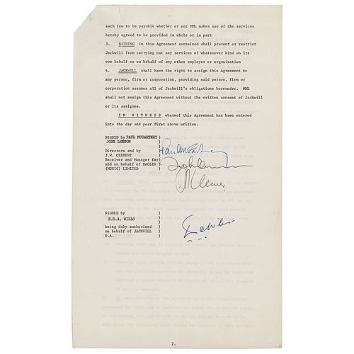 Beatles: John Lennon and Paul McCartney Document Signed