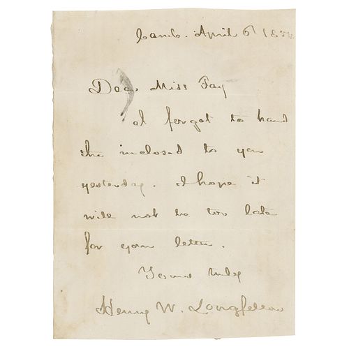 Henry Wadsworth Longfellow Autograph Letter Signed