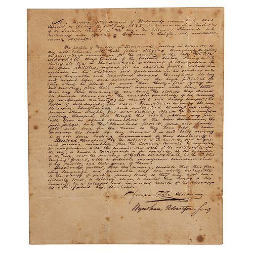 John Marshall Eulogy: Handwritten Manuscript by Joseph Tate