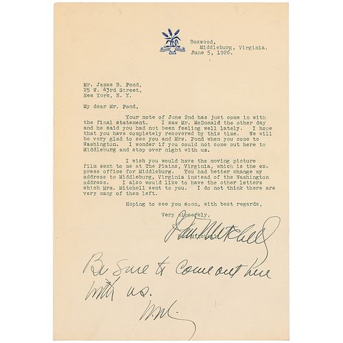 Billy Mitchell Typed Letter Signed