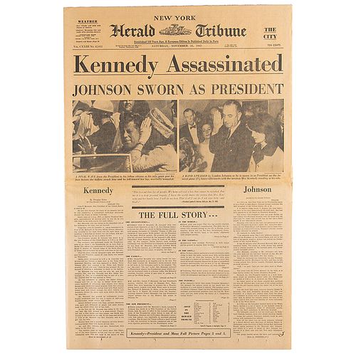 Kennedy Assassination: New York Herald Tribune Newspaper, November 23, 1963