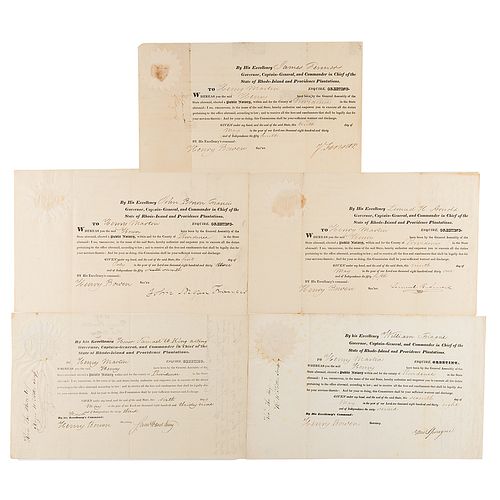 Rhode Island Governors (5) Documents Signed