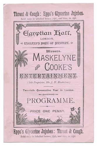 Maskelyne, J.N. Egyptian Hall Program 1892 _ 93. Four-page program for EnglandНs сHome of Mysteryо i