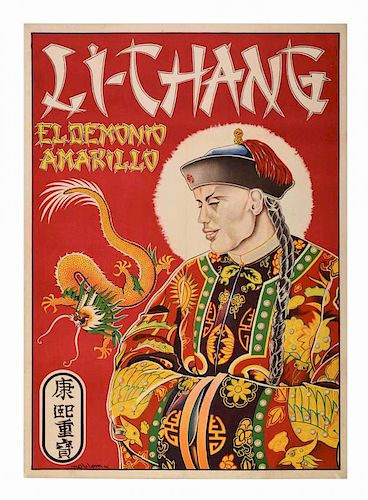 Li Chang. Li Chang. El Demonio Amarillo. [Barcelona?], 1946. Striking half-length portrait poster of