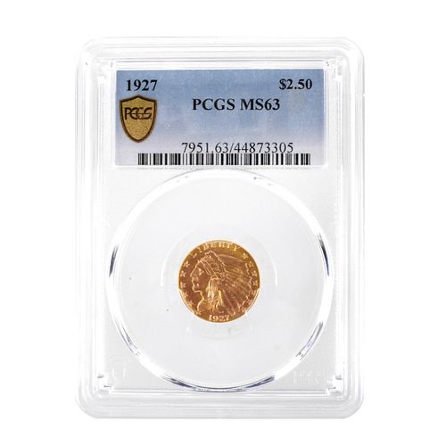 PCGS 1927 US $2.50 Gold Coin