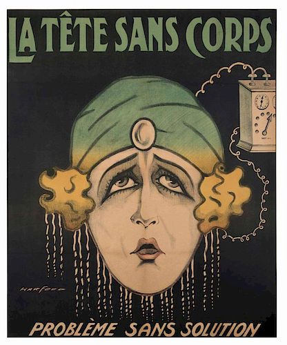 La T_te Sans Corps. Problem Sans Solution. [Paris?]: Harford, ca. 1910. Oversize poster advertising