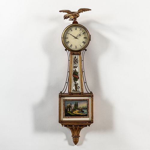 Oliver Gerrish Mahogany Patent Timepiece or "Banjo" Clock
