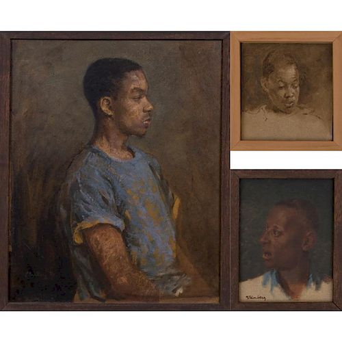 Herbert Steinberg (1928-1987) Three Male Portrait Studies, Oil on board,
