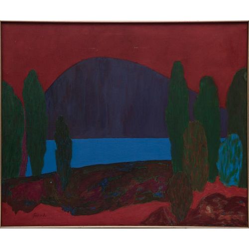 William Schock (1913-1976) Jordan Pond, Maine, Oil on canvas,