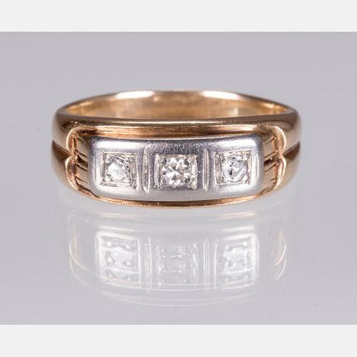 A 10kt. Yellow Gold and Diamond Melee Ring,
