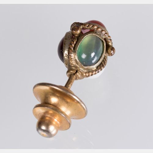 A Gold Plated, Opal and Colored Stone Tie Pin,