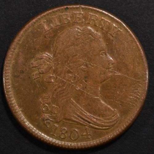 1804 SPIKED CHIN HALF CENT  CH AU