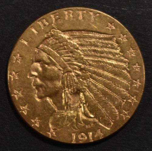 1914 GOLD $2.5 INDIAN  CH/GEM BU