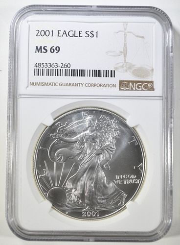 2001 AMERICAN SILVER EAGLE NGC MS 69