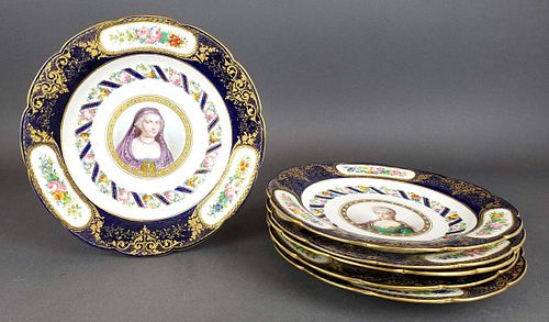 Set of 6 French Sevres Porcelain Plates