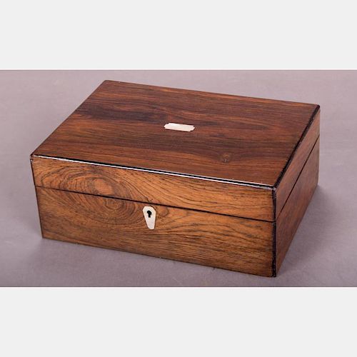 An English Fitted Rosewood Sewing Box, 19th/20th Century.