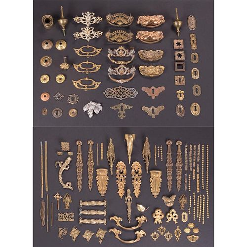 A Miscellaneous Collection of Ormolu, Bronze and Brass Continental and American Furniture Mounts and Pulls, 19th/20th Century.