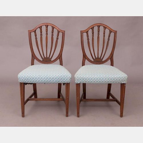 A Pair of Hepplewhite Mahogany Side Chairs, 18th Century.