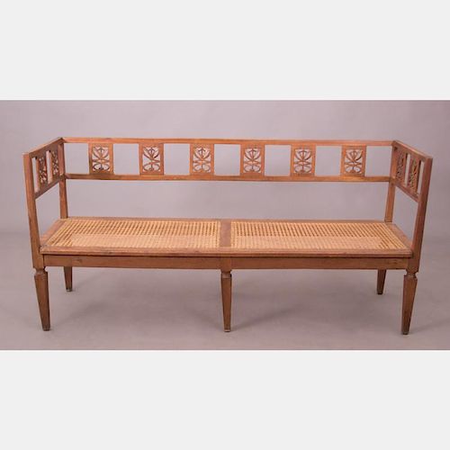 A Continental Carved Fruitwood Banquette, 19th Century,