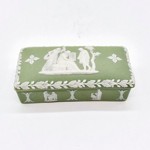 Wedgwood Celadon Green Jasperware Lidded Trinket Box