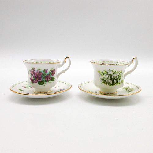 2 Sets of Vintage Miniature Royal Albert Tea Cups w Saucers
