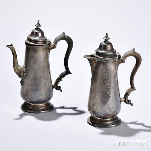 Two Pieces George V Sterling Silver Teaware, London, 1924-25, Goldsmiths & Silversmiths Co. Ltd., maker, coffeepot and hot water jug, e