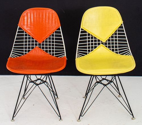 Herman Miller Eames Bikini Wire Chairs, Pair