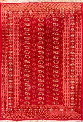 Vintage Red Wool Bokhara Rug