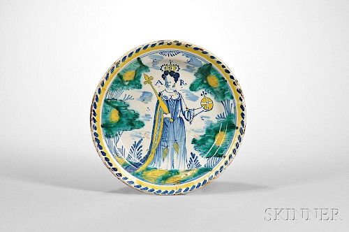 Tin Glazed Earthenware Queen Anne   Charger