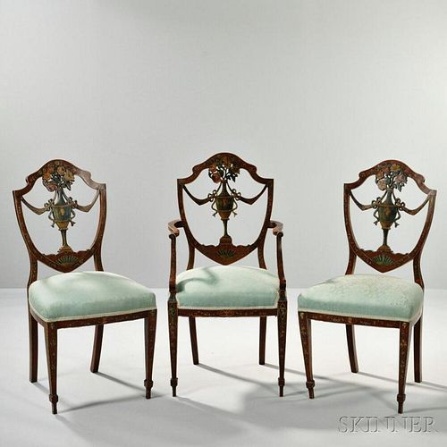 Three George III-style Painted Chairs