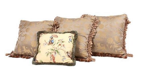 Three Decorative Throw Pillows Height of largest 17 inches.
