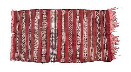 Two Moroccan Throw Rugs Larger: 7 feet 9 1/2 inches x 4 feet 3 inches.