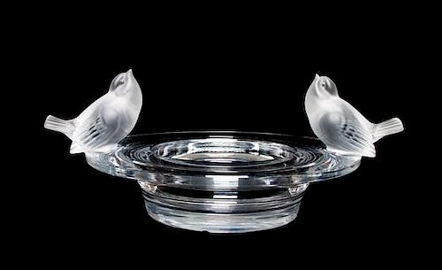 * A Lalique Molded and Frosted Glass Center Bowl Height 6 1/4 x diameter 12 inches.