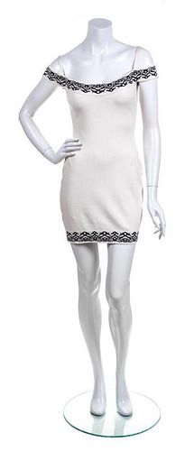 An Alaia White and Black Body Con Dress, Size M.