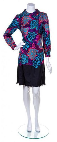 * An Yves Saint Laurent Silk Multicolor Print Dress,