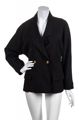 A Chanel Black Wool Jacket, Size 38.