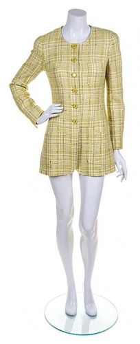 * A Chanel Chartreuse Tweed Coat, Size 38.