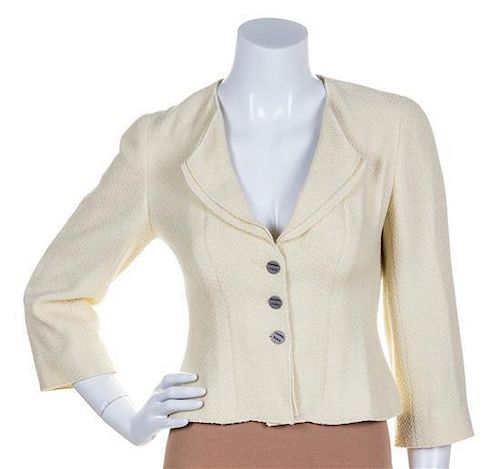 * A Chanel Pale Yellow Boucle Jacket,