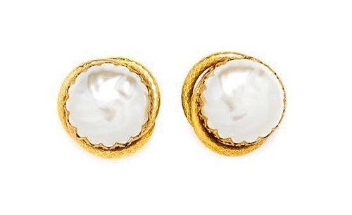 A Pair of Miriam Haskell Faux Pearl Earclips,