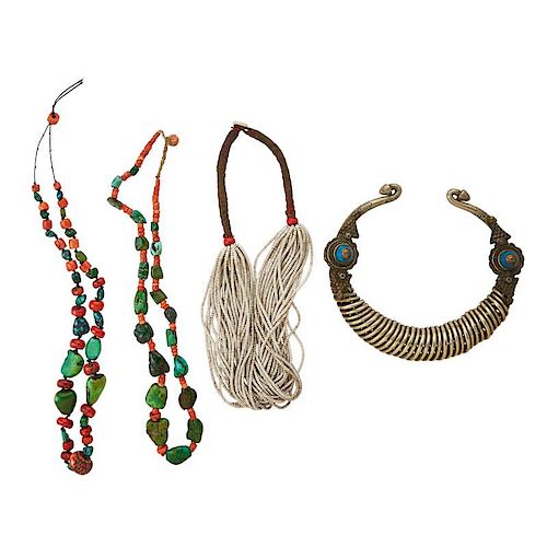 FOUR OLD ETHNIC NECKLACES