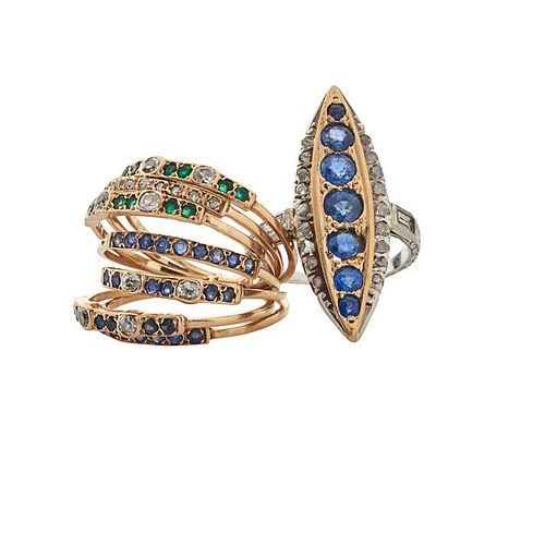 TWO SAPPHIRE, DIAMOND & PLATINUM OR YELLOW GOLD RINGS
