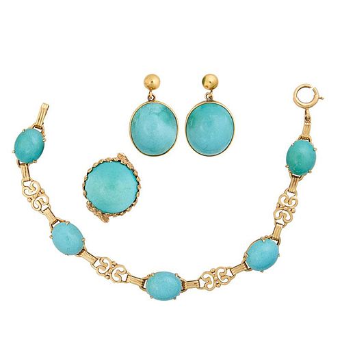 PERSIAN TURQUOISE & YELLOW GOLD JEWELRY