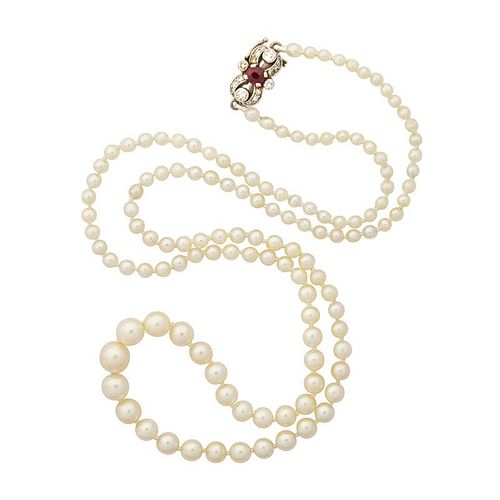 SINGLE STRAND NATURAL PEARL NECKLACE