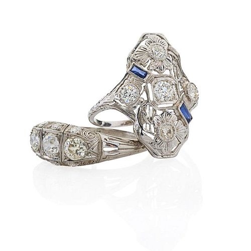 TWO ART DECO RINGS WITH DIAMONDS