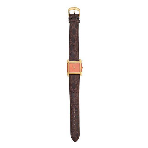 MOVADO GOLD AND CORAL TANK WRISTWATCH