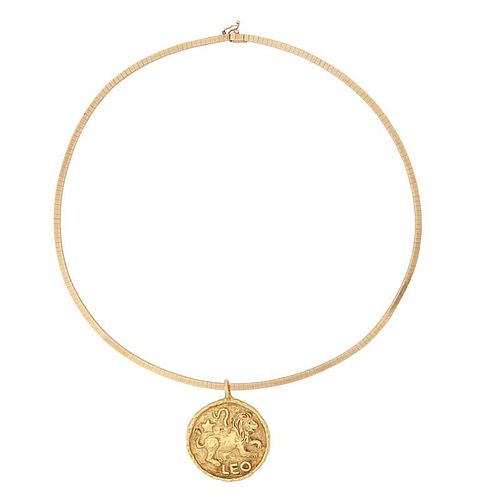 YELLOW GOLD "LEO" ASTROLOGICAL SIGN PENDANT NECKLACE
