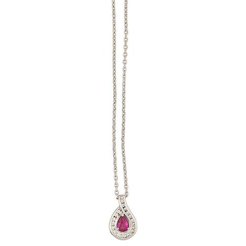 ROURE FRENCH WHITE GOLD, RUBY & DIAMOND NECKLACE