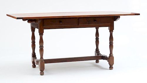 REPRODUCTION WALNUT WILLIAM AND MARY TWO-DRAWER TABLE