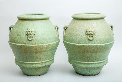 LARGE PAIR OF GLAZED TERRACOTTA JARS, POSSIBLY BY GALLOWAY TERRA-COTTA CO., PHILADELPHIA
