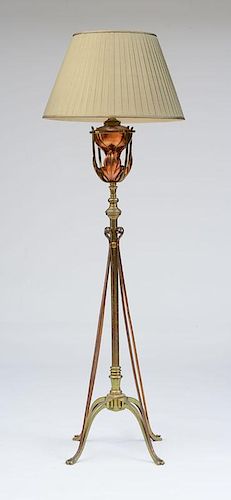W.A.S. BENSON ENGLISH ARTS AND CRAFTS COPPER AND BRASS FLOOR LAMP